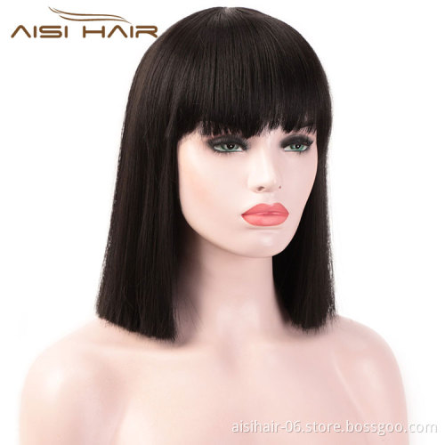 Aisi Hair Synthetic Straight Bob Wigs Natural Black Women Straight Bob Hair Wigs Heat Resistant Synthetic Bob Short Wigs